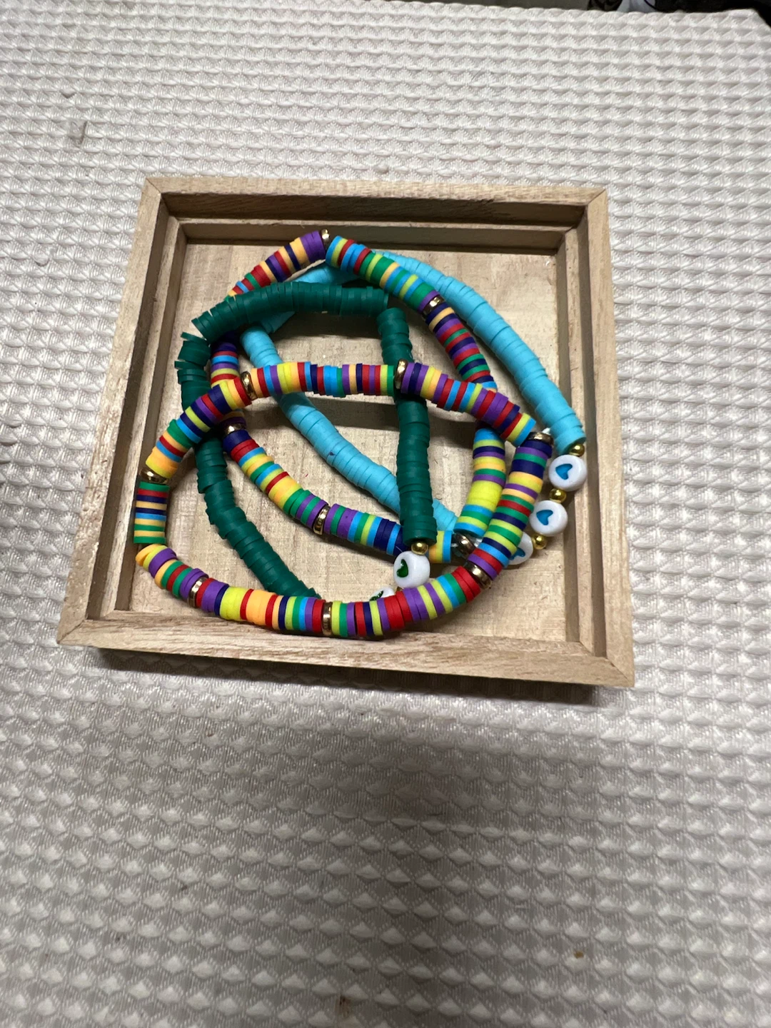 🏈  Set of 3 Rainbow Heishi Bead Bracelets