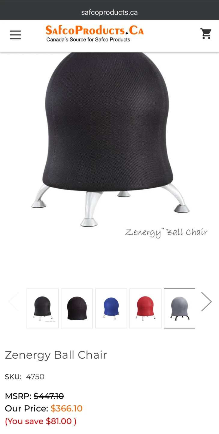 Safco Zenergy Ball Chair - Black - photo 2