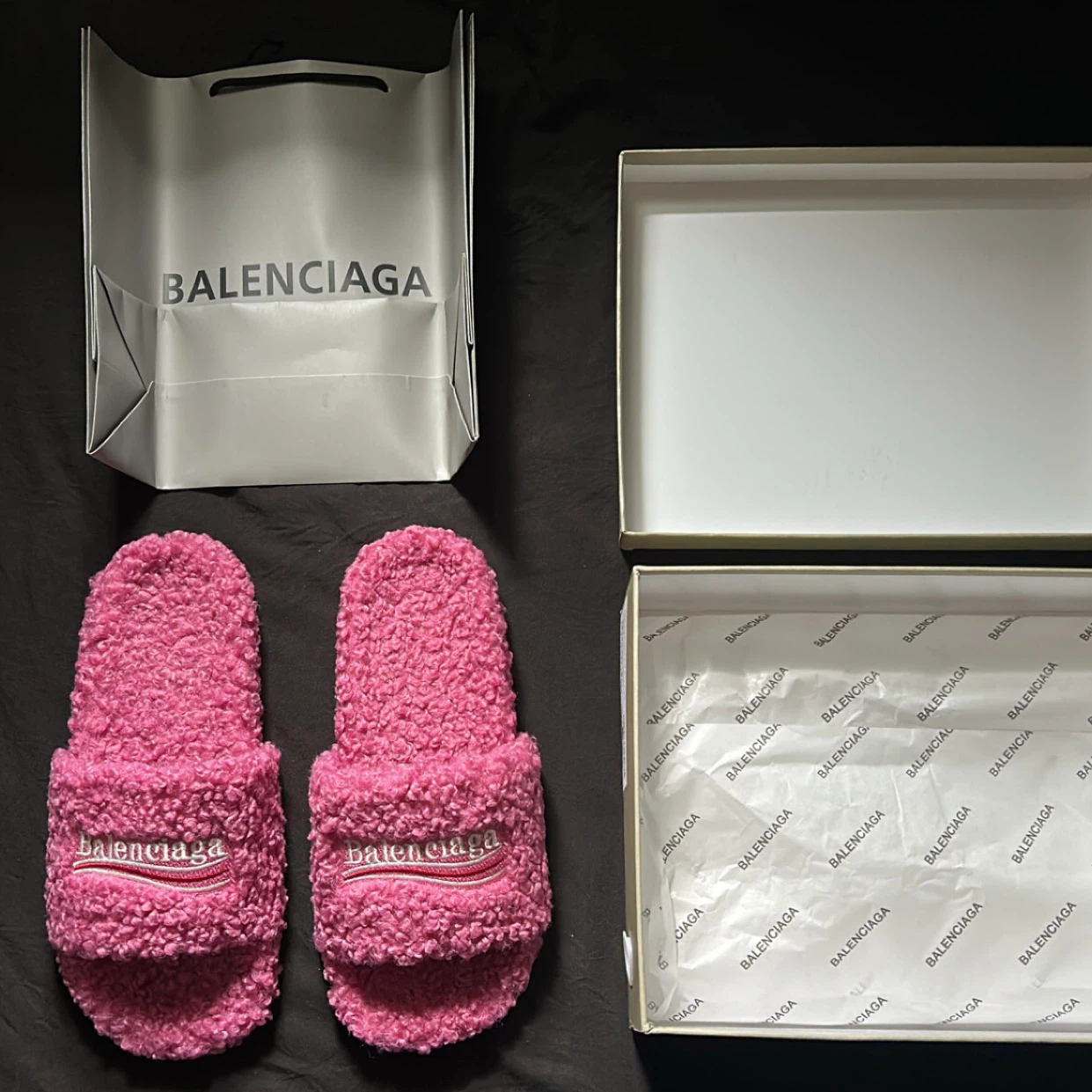 Balenciaga Pink Fur Slides - Size 10 - photo 2