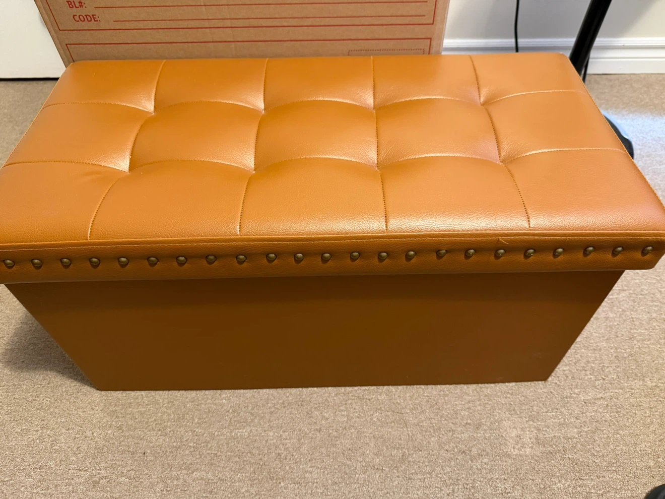 Tufted Faux Leather Storage Ottoman