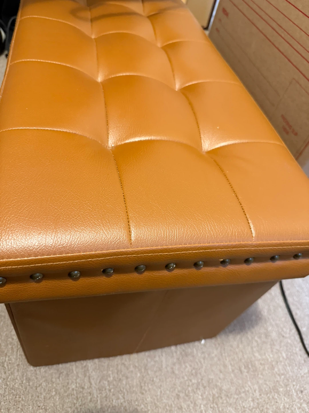 Tufted Faux Leather Storage Ottoman - photo 2