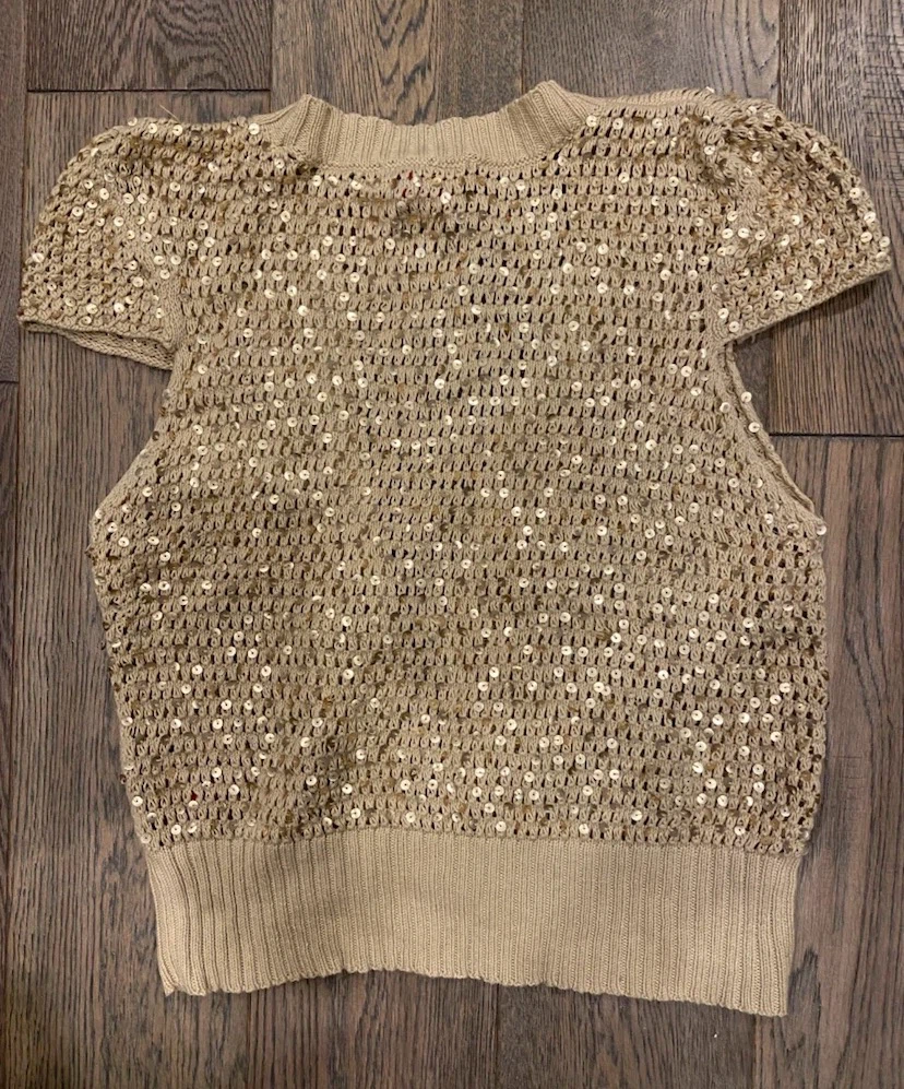 🏈 EUC American Exchange Gold Sequin Cap Sleeve Knit Shrug M 🏈 - photo 5
