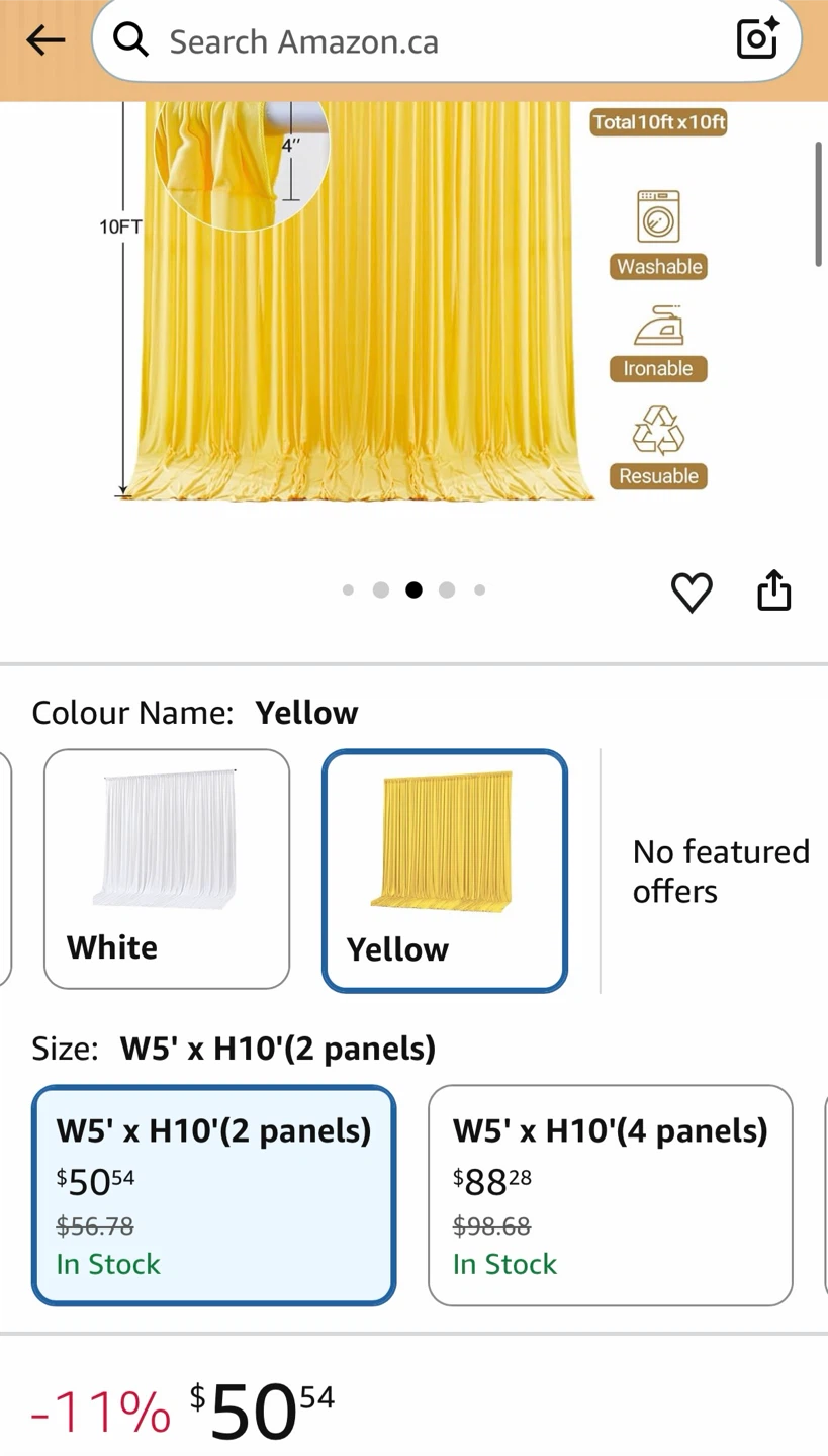 New Yellow soft Backdrop Curtain Panels (2-Pack) - photo 3