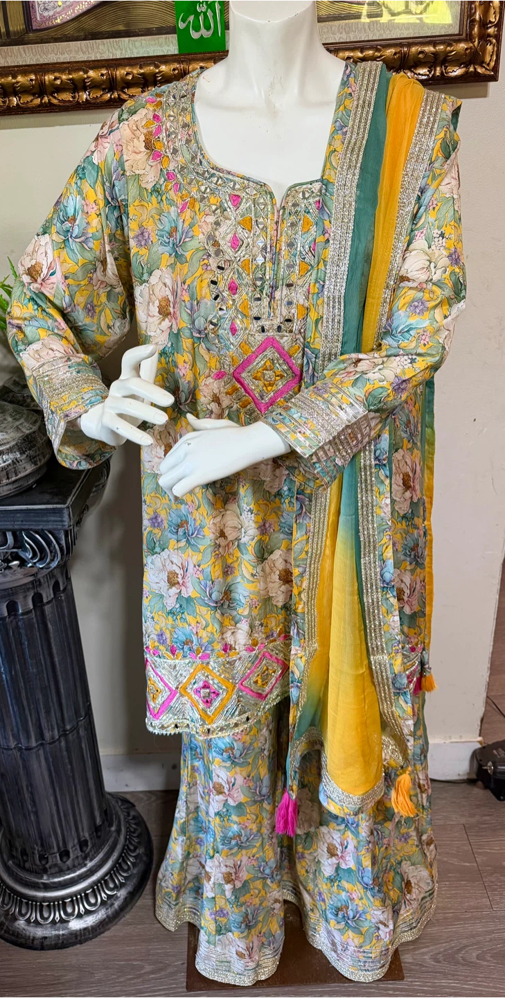 Elegant 3 piece gharara outfit
