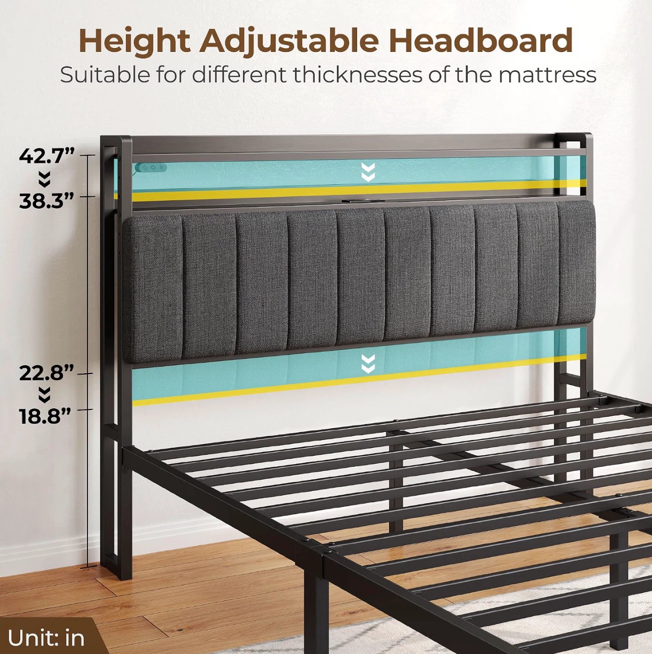 Rolanstar Queen LED Bed with Shoe Bench - photo 5