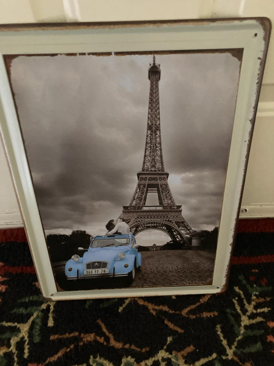 Vintage Paris Eiffel Tower Tin Metal Sign