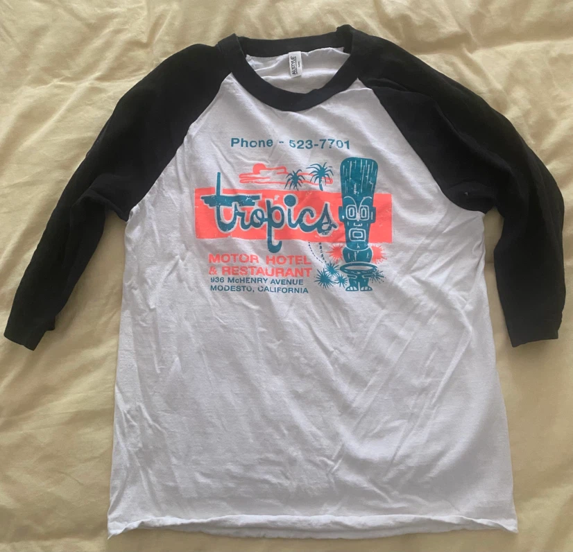 Tropics Tiki Raglan shirt men’s white medium