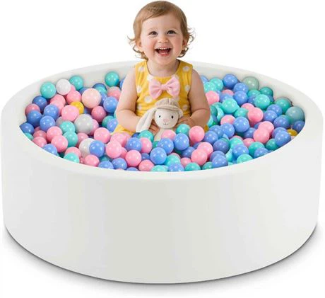Aunekiv Foam Ball Pit for Toddlers, No Balls, White