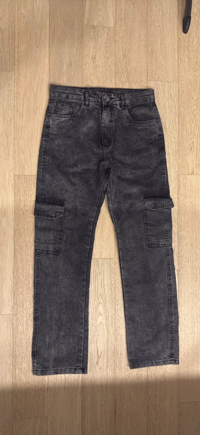 BHB Grey Acid Wash Cargo Jeans