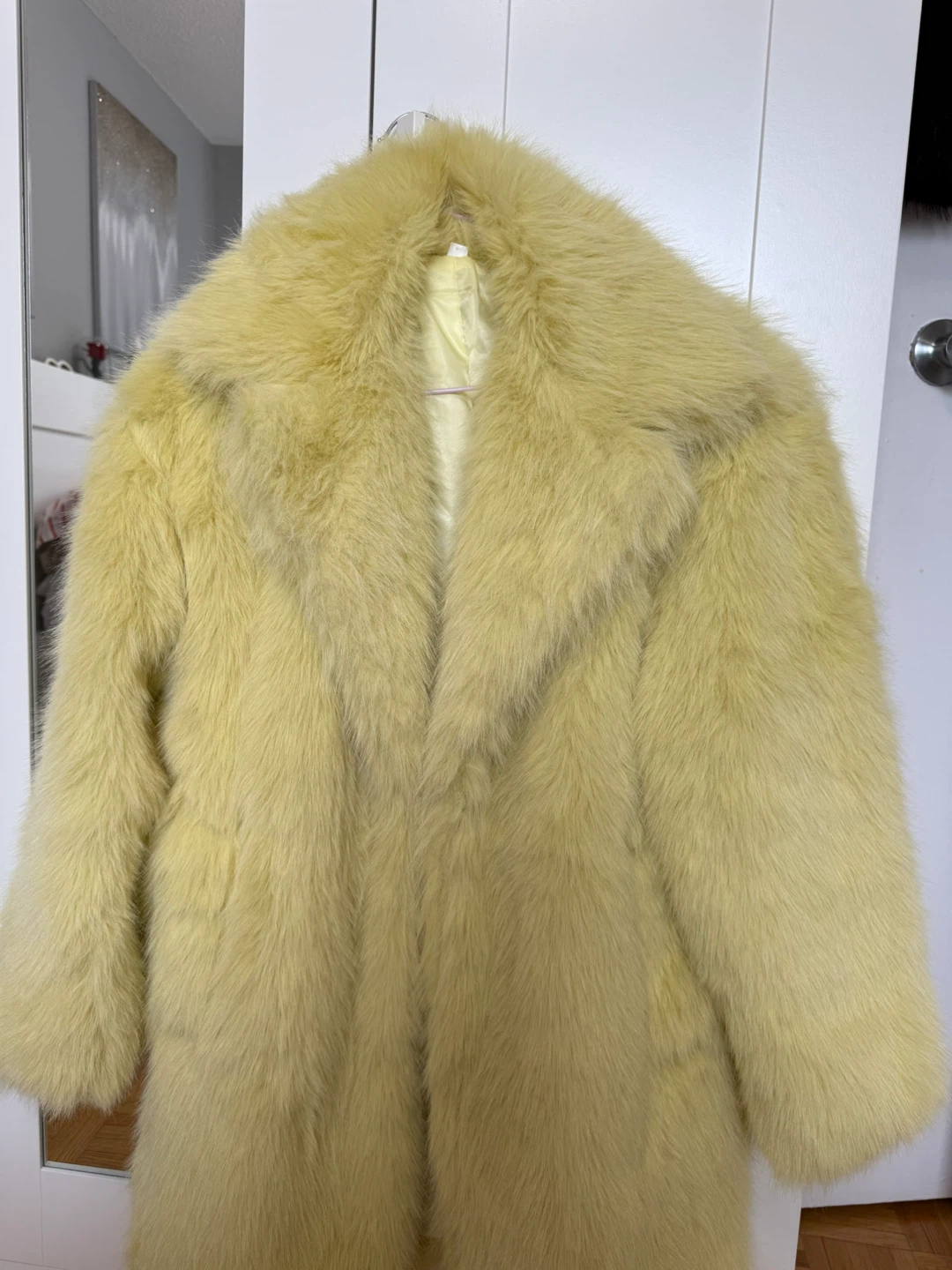 Yellow Faux Fur Coat 🏈