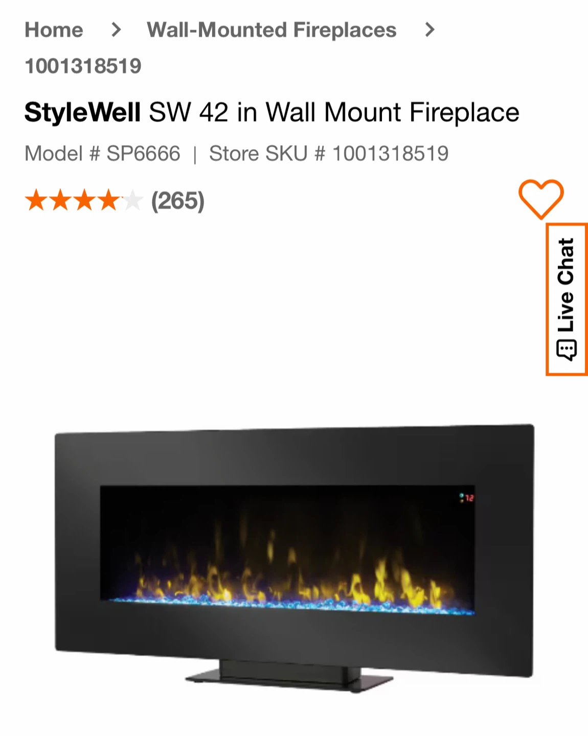 StyleWell SW 42-inch Wall Mount Electric Fireplace - photo 2