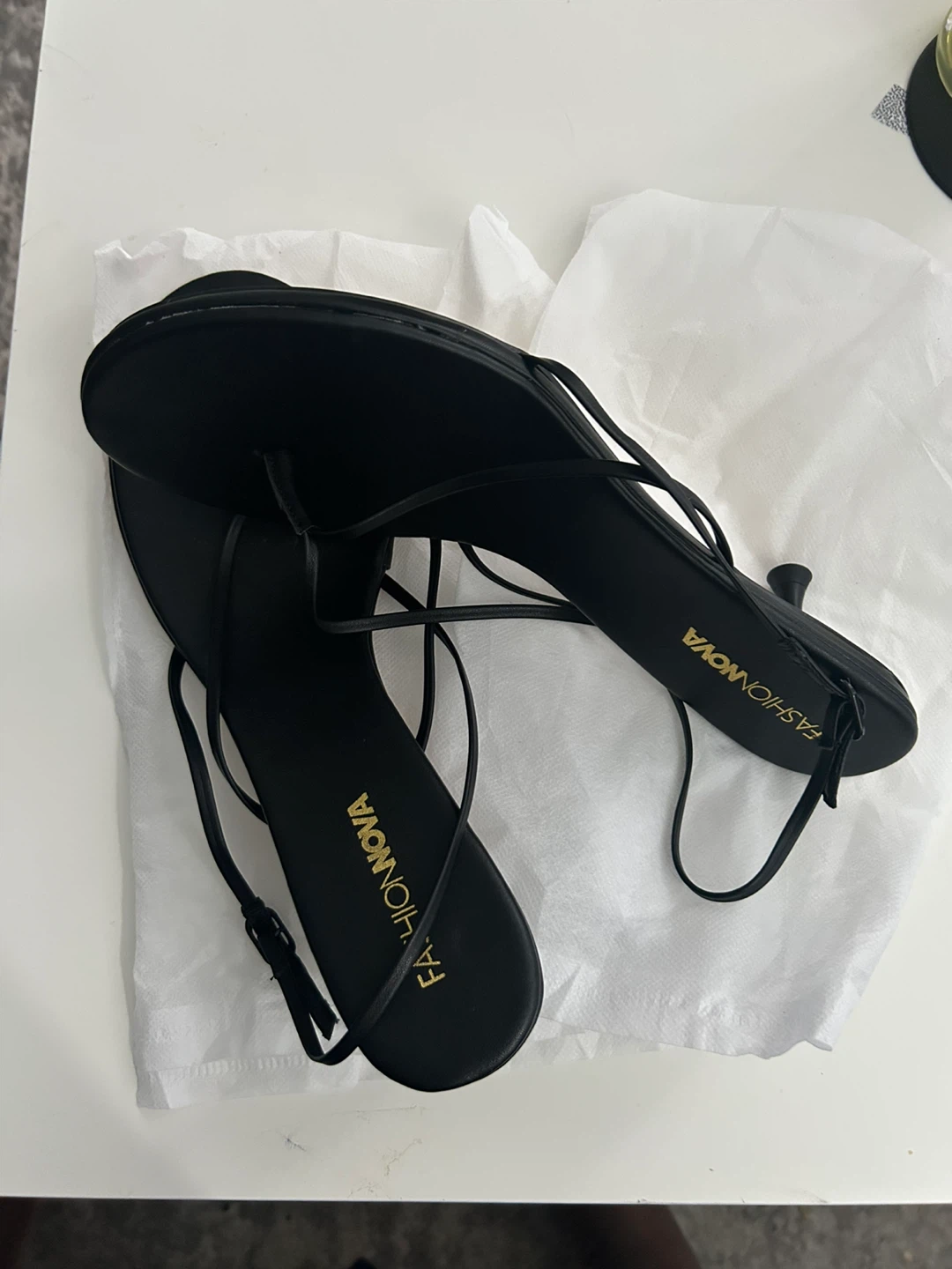 Fashion Nova Black Kitten Heel Sandals Size 11 - photo 2