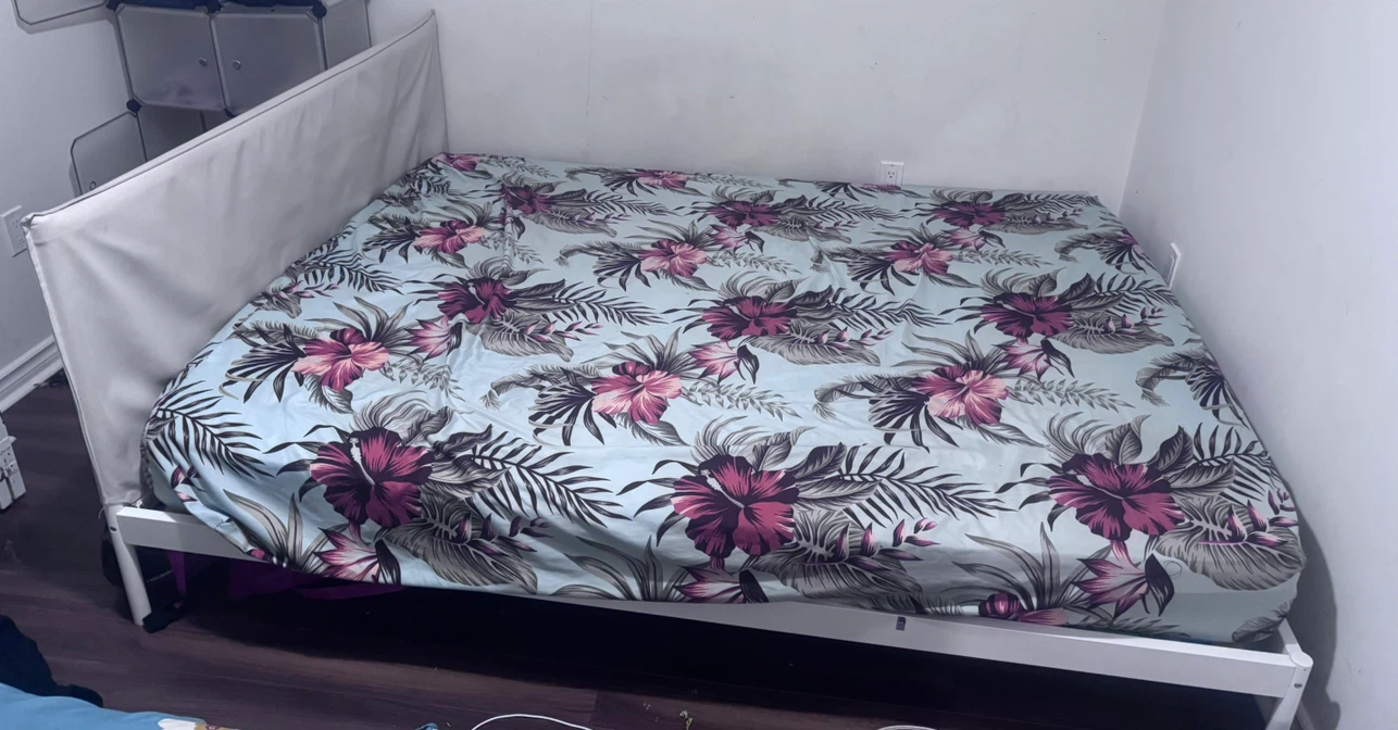 IKEA white metal bed frame
