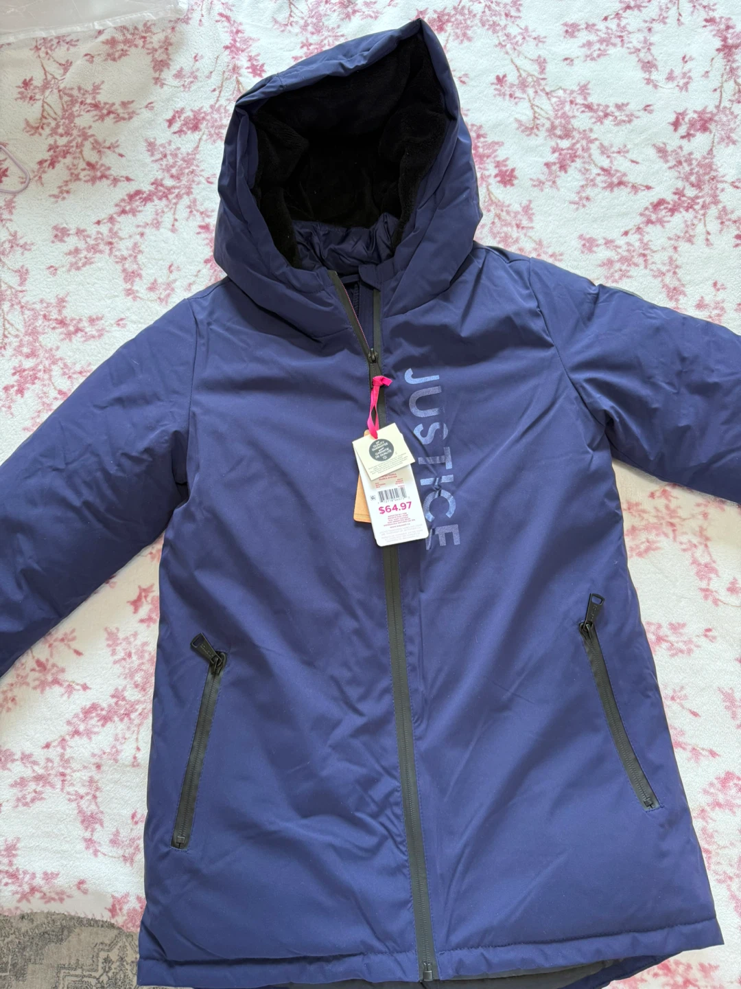 New Justice Girls Winter Parka Navy Size M (10)