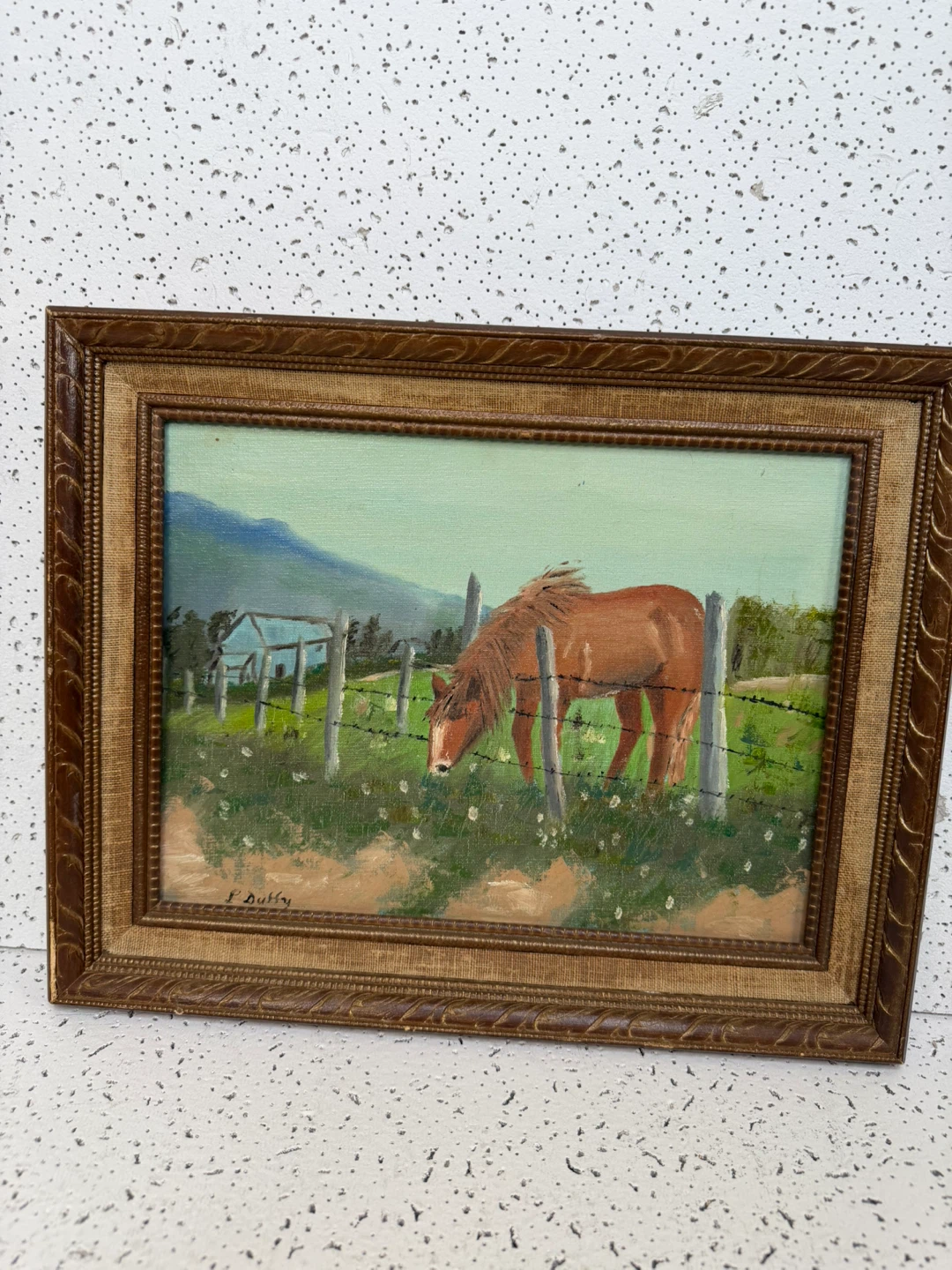 Original Framed Vintage Western Horse/Farmhouse Painting