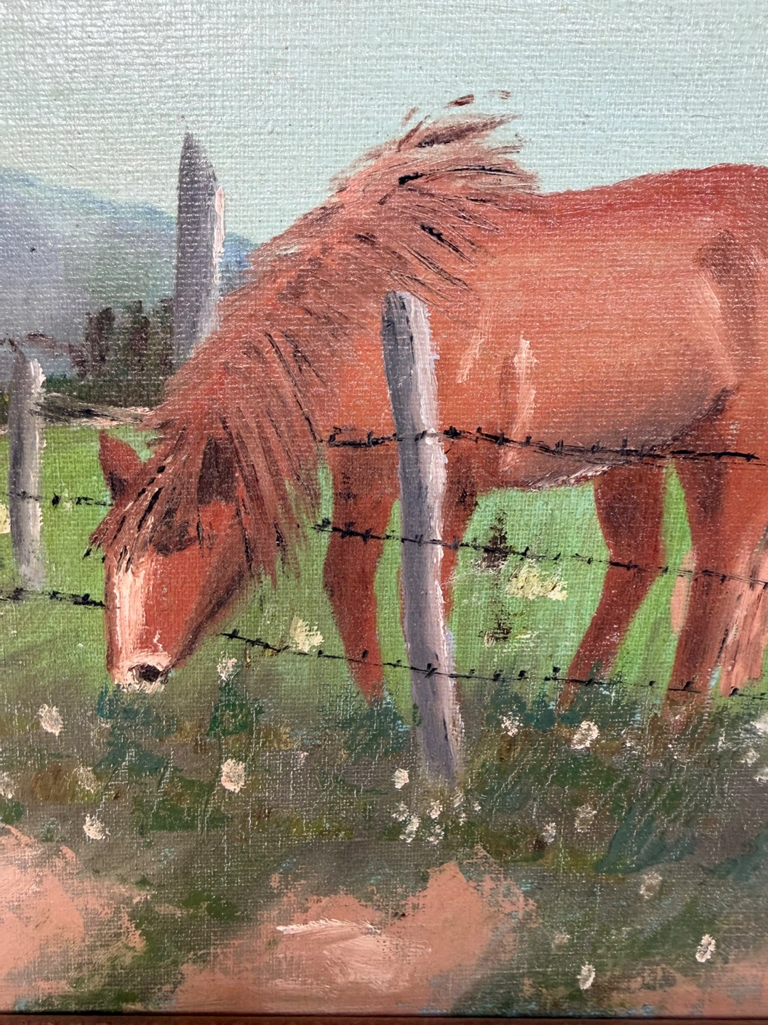 Original Framed Vintage Western Horse/Farmhouse Painting - photo 2