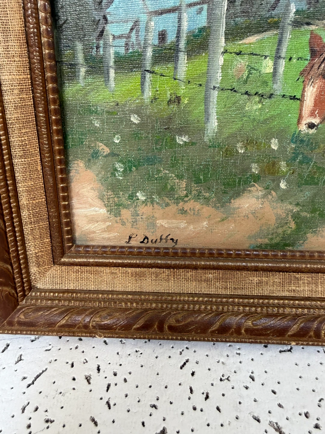 Original Framed Vintage Western Horse/Farmhouse Painting - photo 3