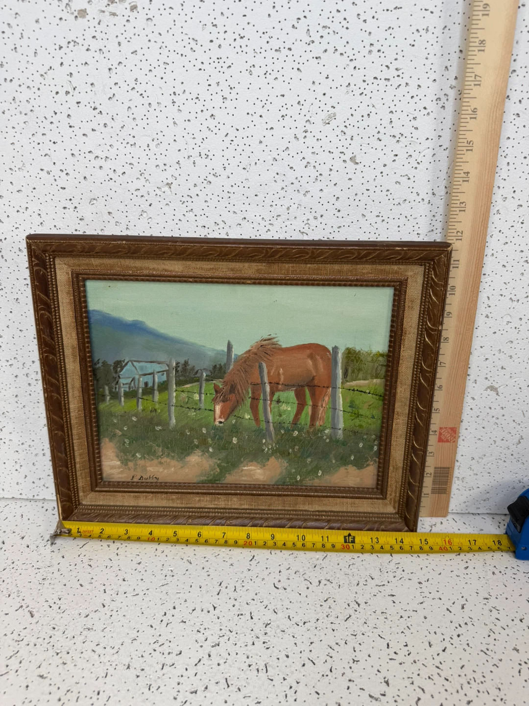 Original Framed Vintage Western Horse/Farmhouse Painting - photo 4