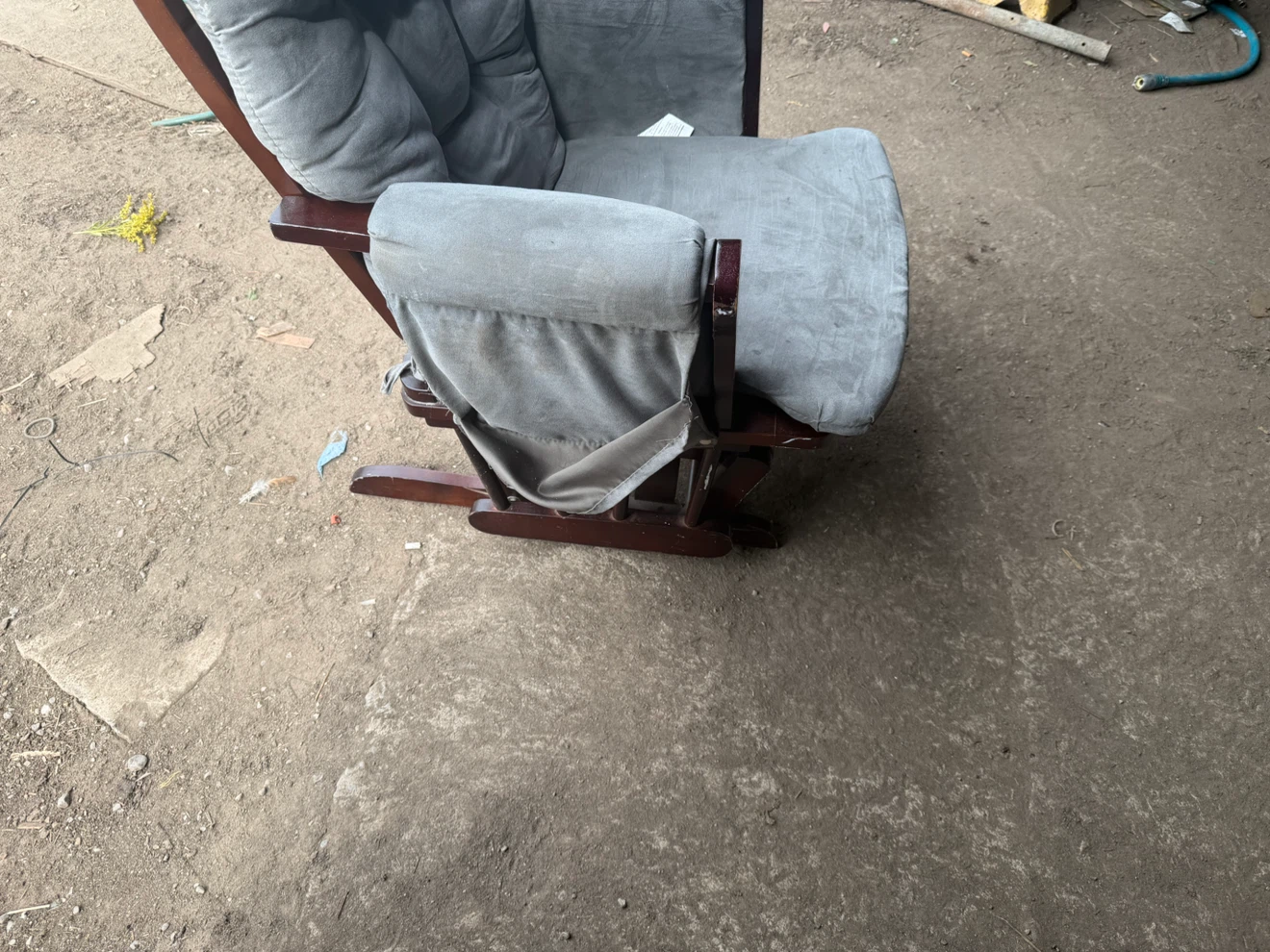 Dark Wood Nursery Glider Chair with Grey Cushions - photo 2