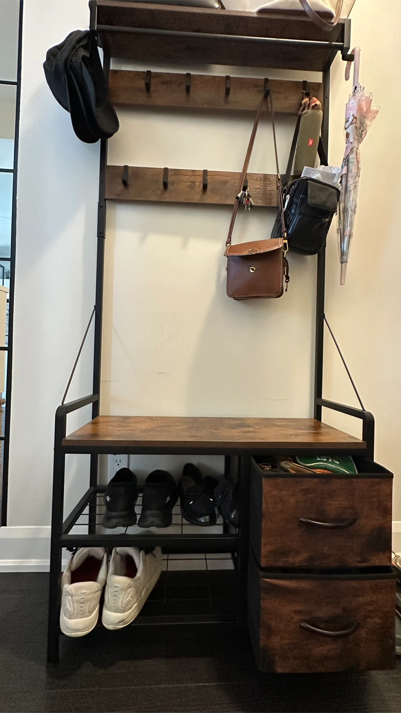 Industrial Hall Tree with Shoe Bench and Drawers - photo 5