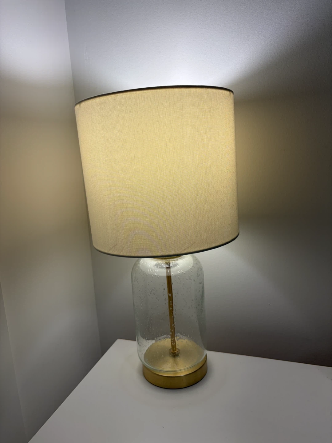 Glass and Brass Table Lamp