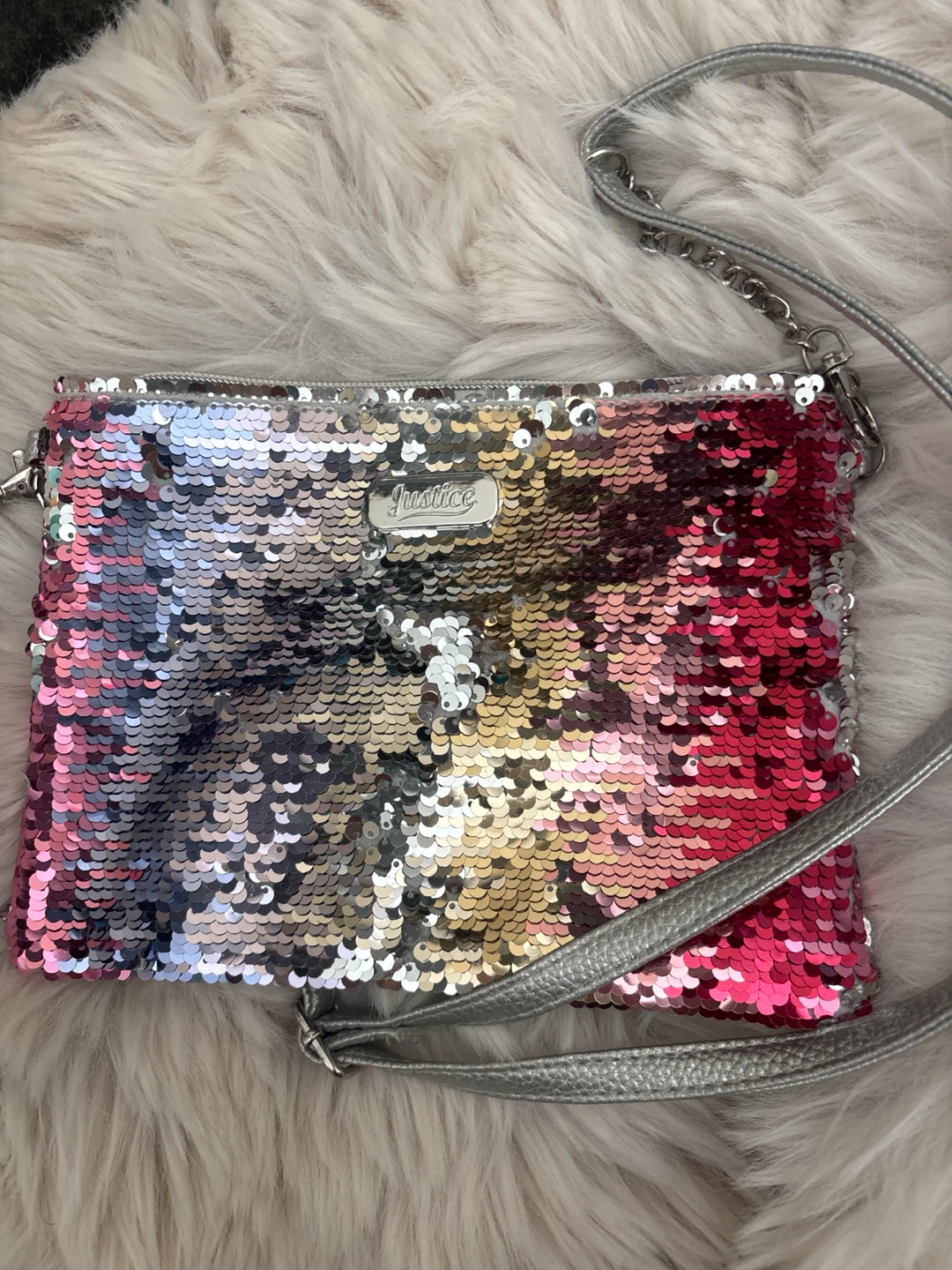 Justice Sequin Crossbody Bag