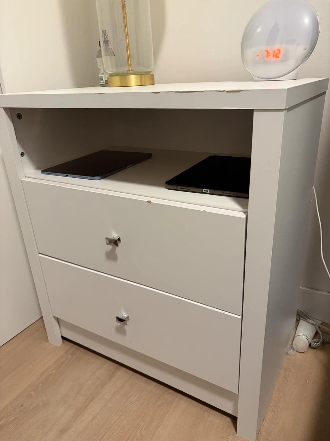 White 2-Drawer Nightstand - photo 2