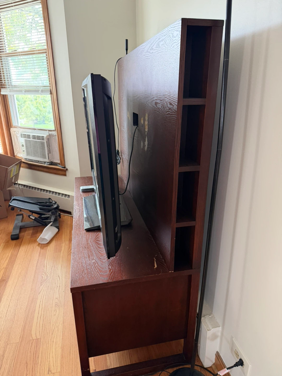Dark Wood TV Stand with Integrated Shelf - photo 3
