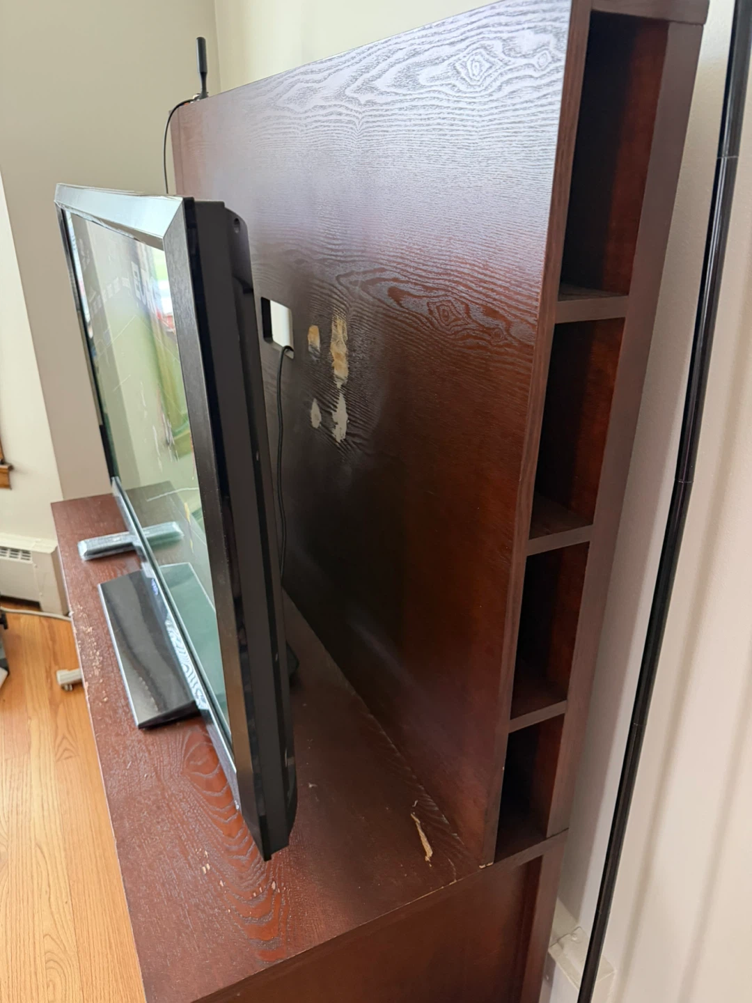 Dark Wood TV Stand with Integrated Shelf - photo 5