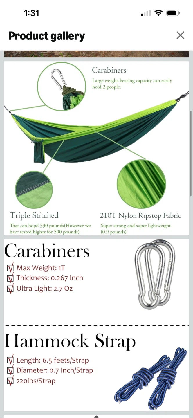 2- Person Portable Nylon Hammock - photo 2