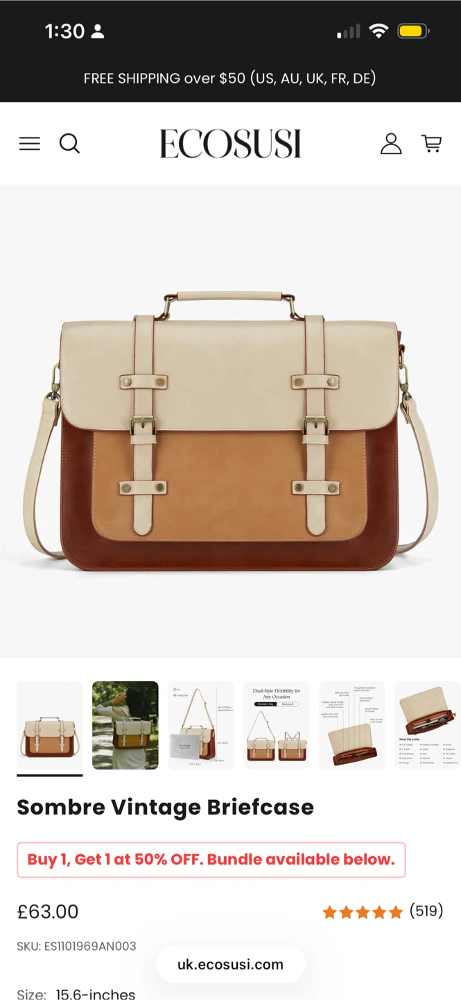 ECOSUSI Sombre Vintage Briefcase - photo 4