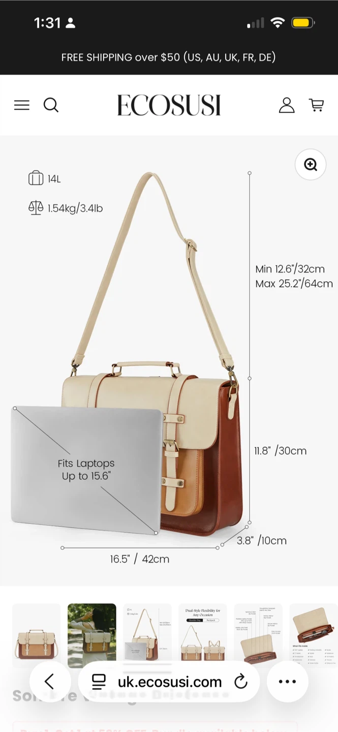 ECOSUSI Sombre Vintage Briefcase - photo 5