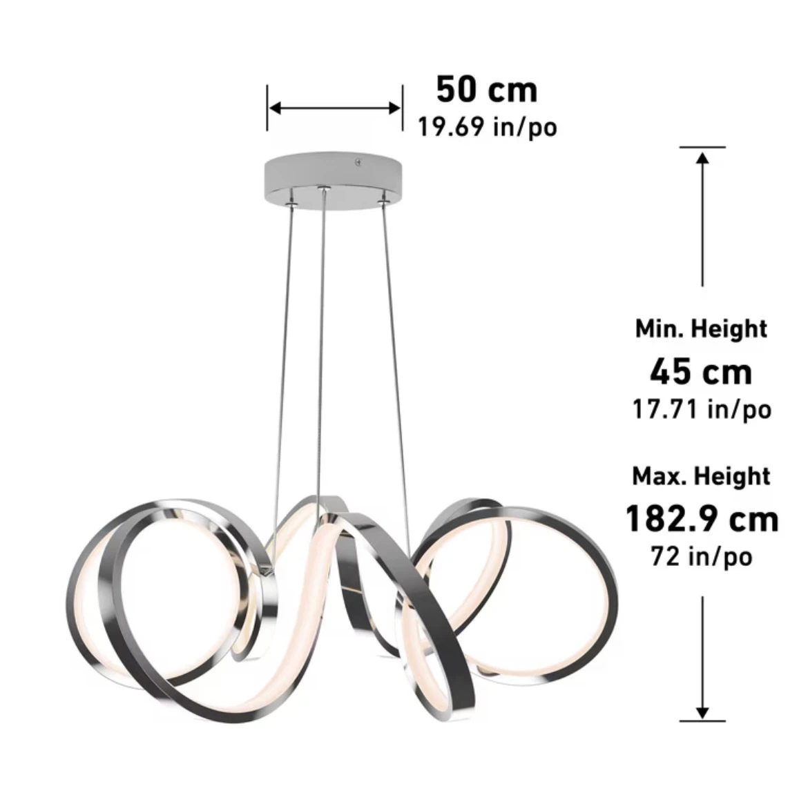 Modern Swirl Ribbon Integrated LED Pendant Light Chrome - photo 2