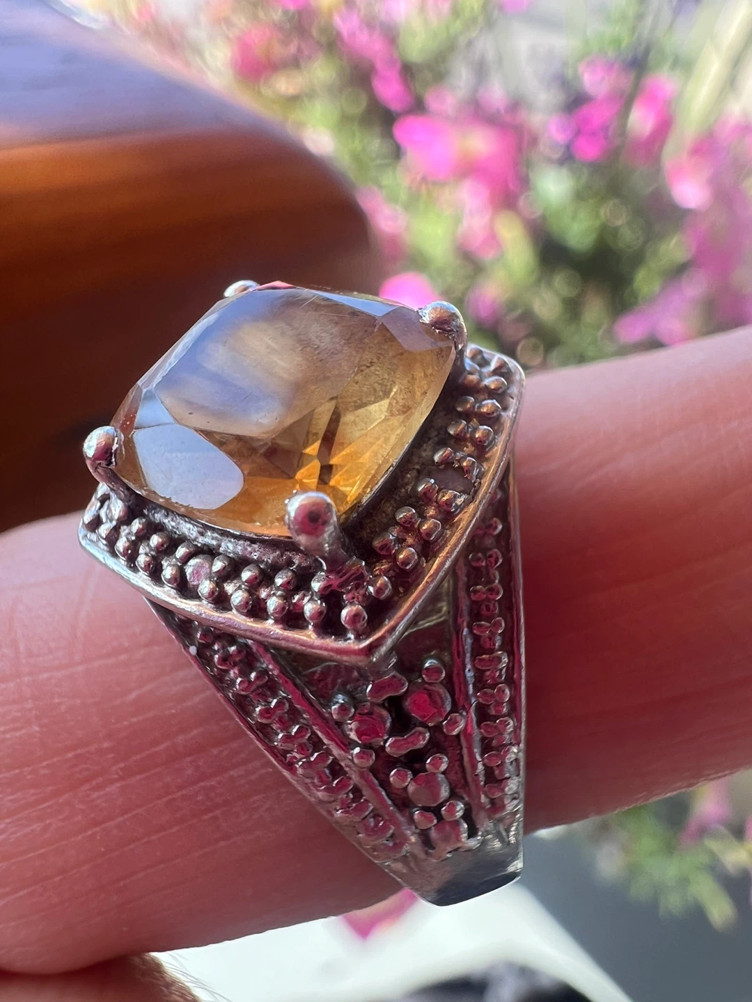 Sterling Silver Citrine Statement Ring