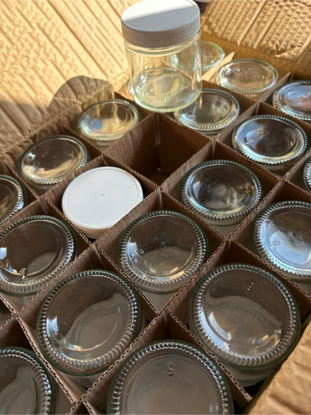 Set of Glass Jars with White Lids