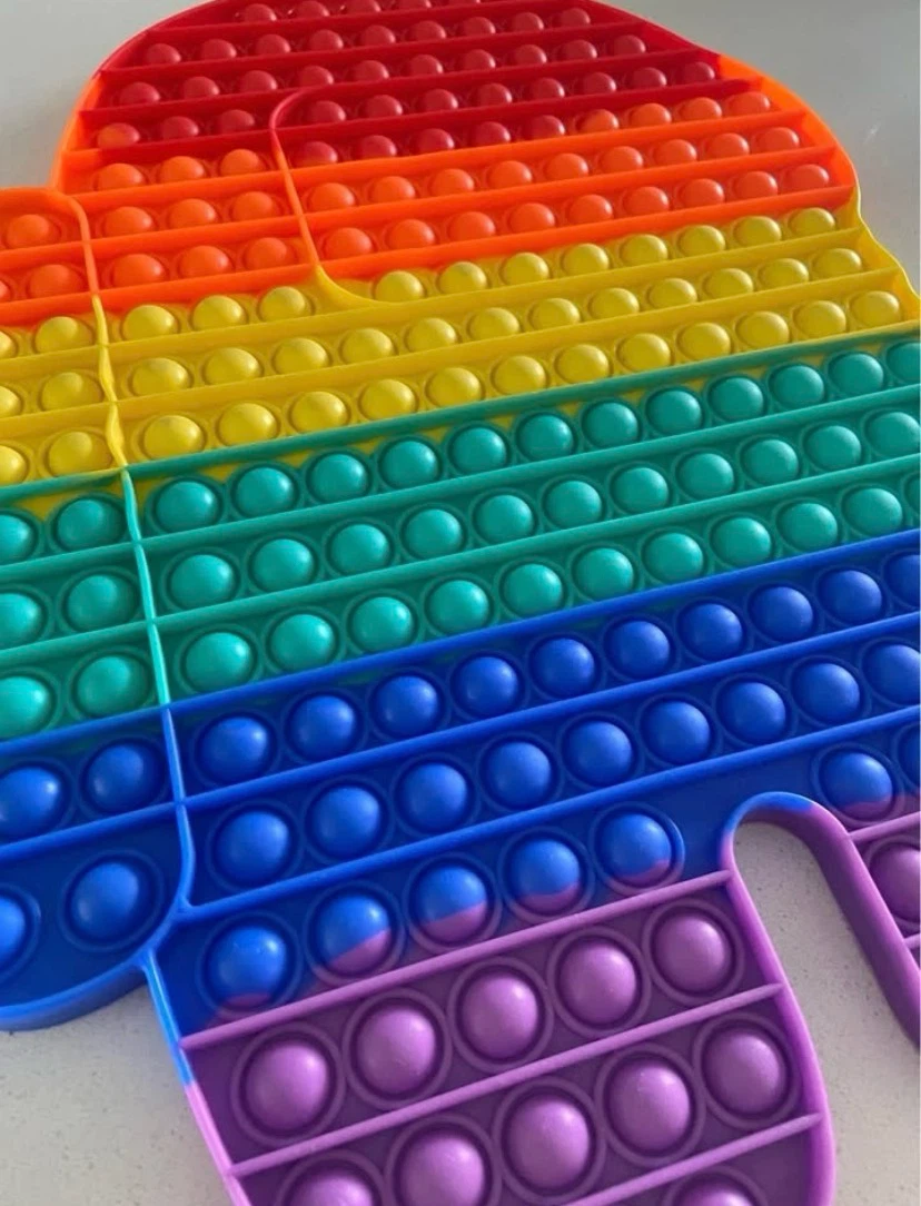 🏈 LIKE NEW: Jumbo Rainbow Among Us Fidget Toy Pop It (17x13”) - photo 3