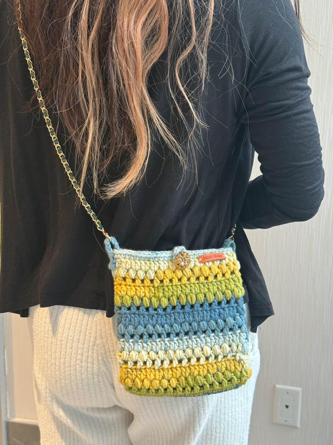 Handmade Multi-Coloured Crochet Shoulder Bag - photo 4