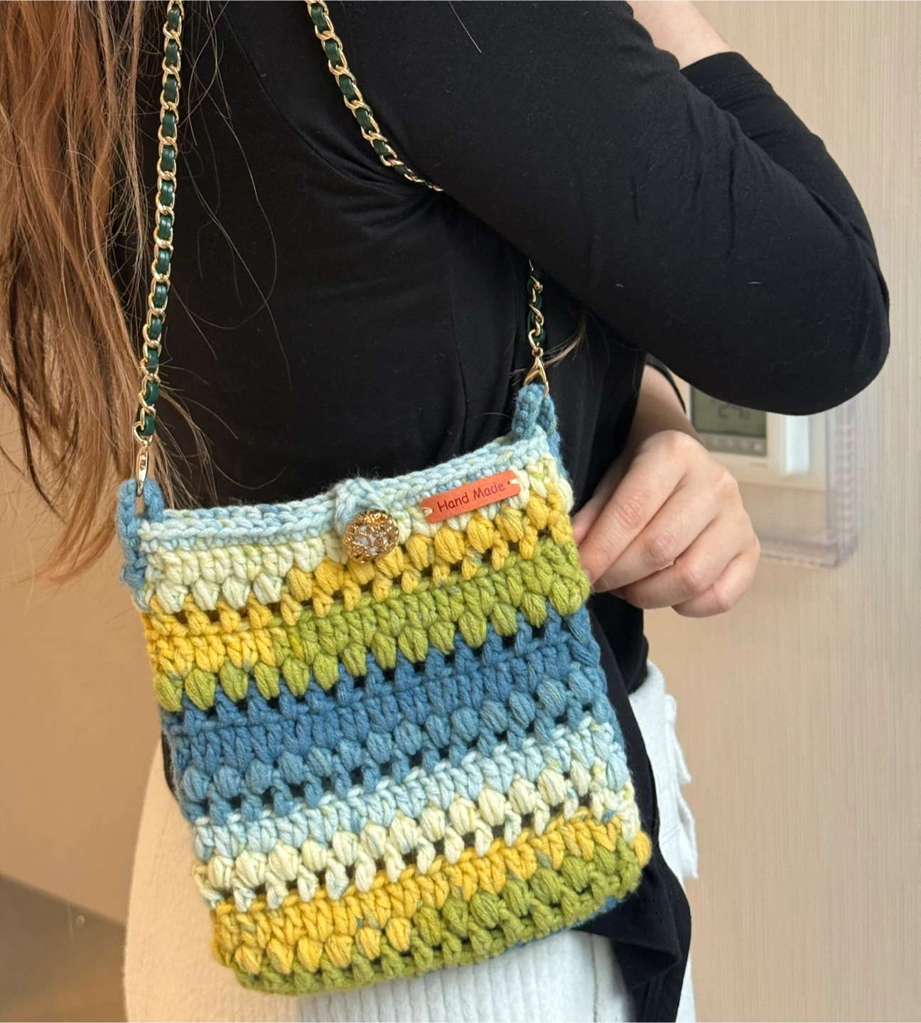 Handmade Multi-Coloured Crochet Shoulder Bag