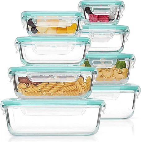 Vtopmart 8 Pack Glass Container Food Storage, Green