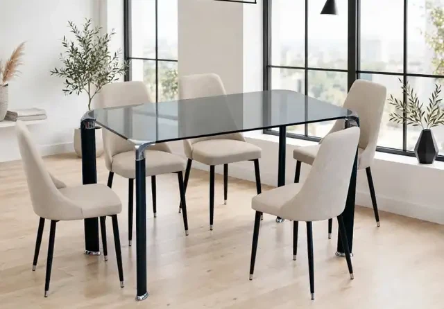 47" Modern Dining Table only - 12mm Tinted black Glass