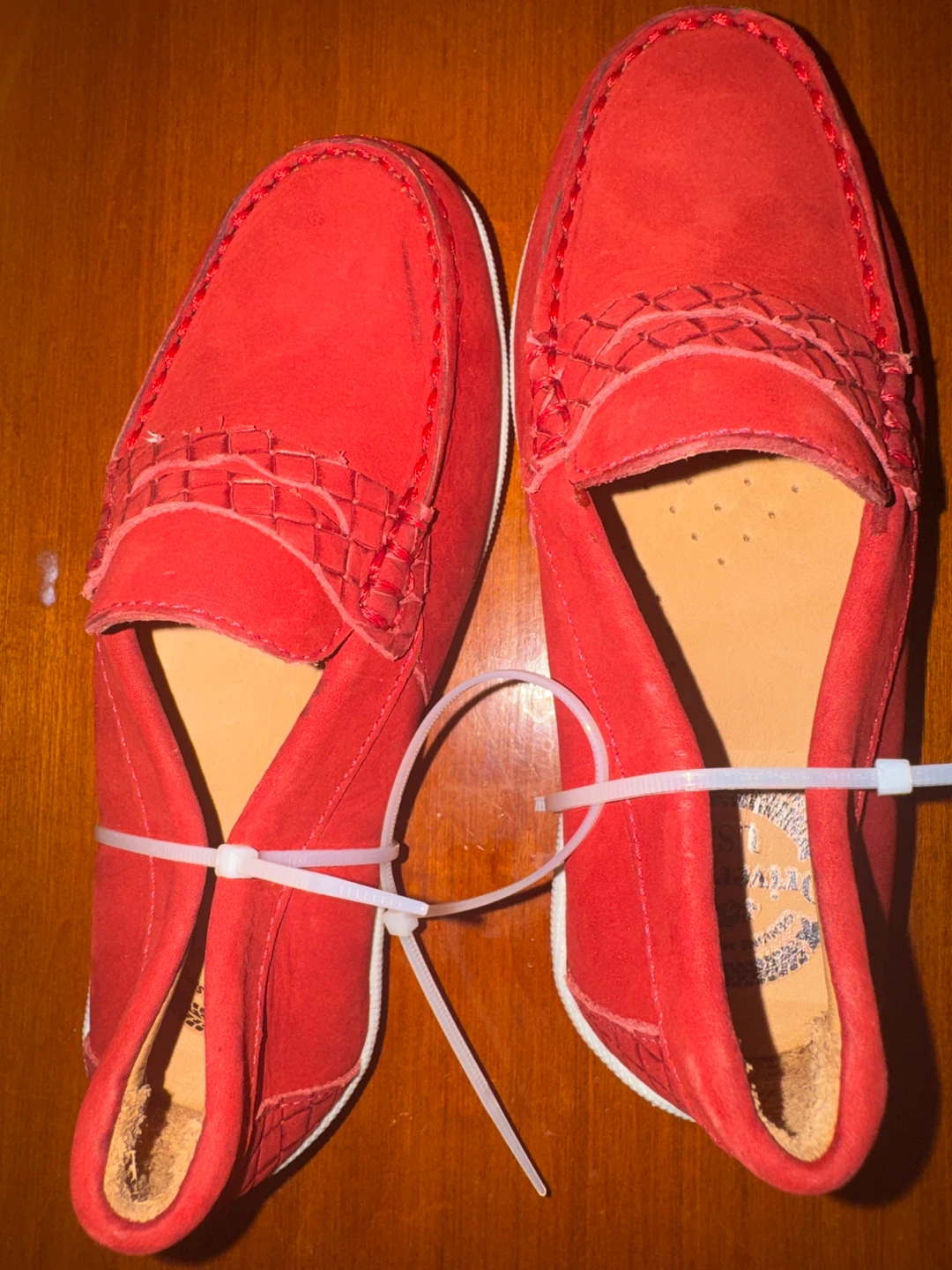 Minnetonka Red Suede Loafers