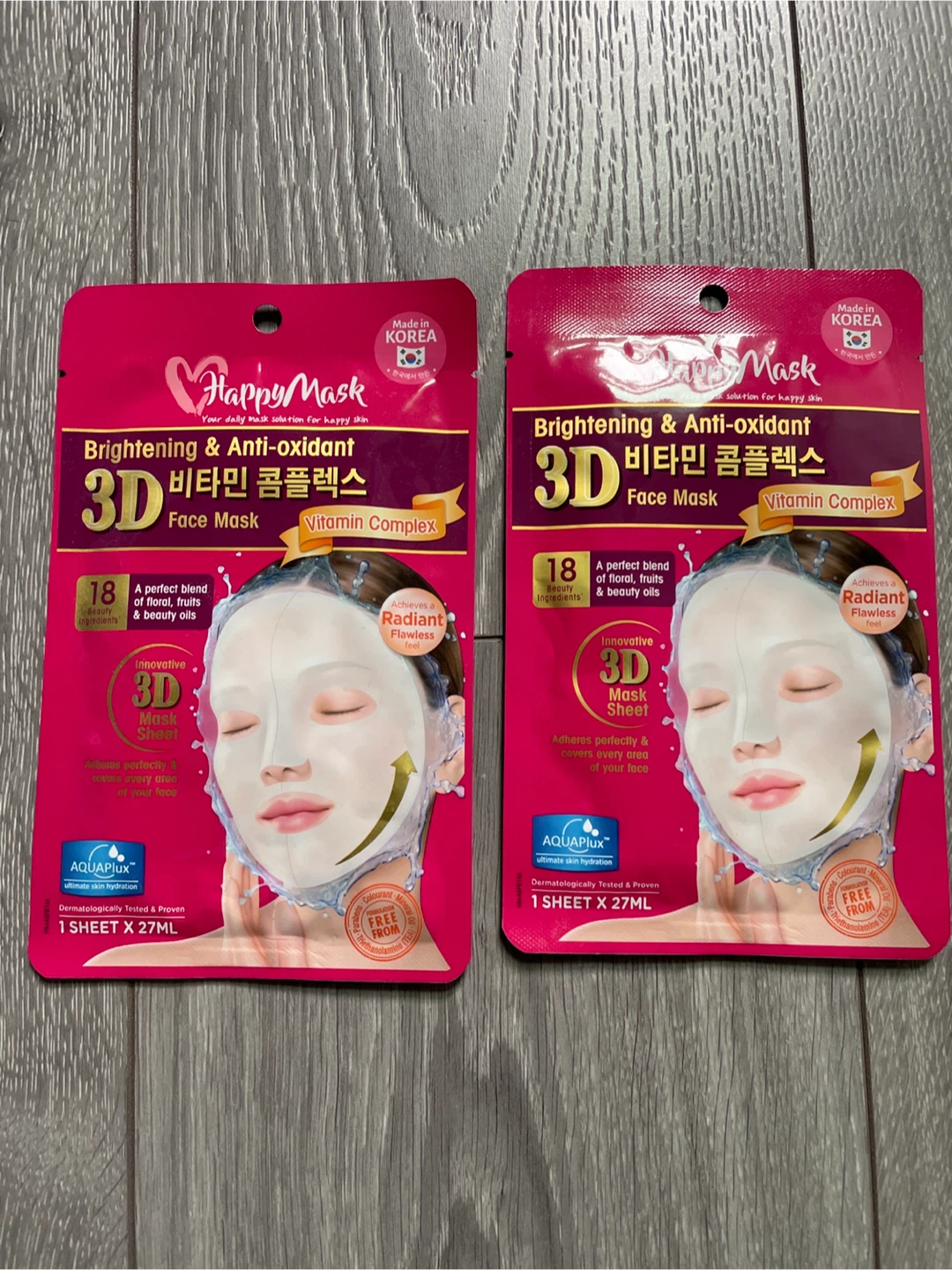🏈 2 Happy Mask Vitamin Complex Face Masks