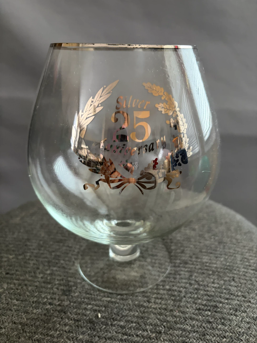 🏈  Silver 25th Anniversary Snifter Glass