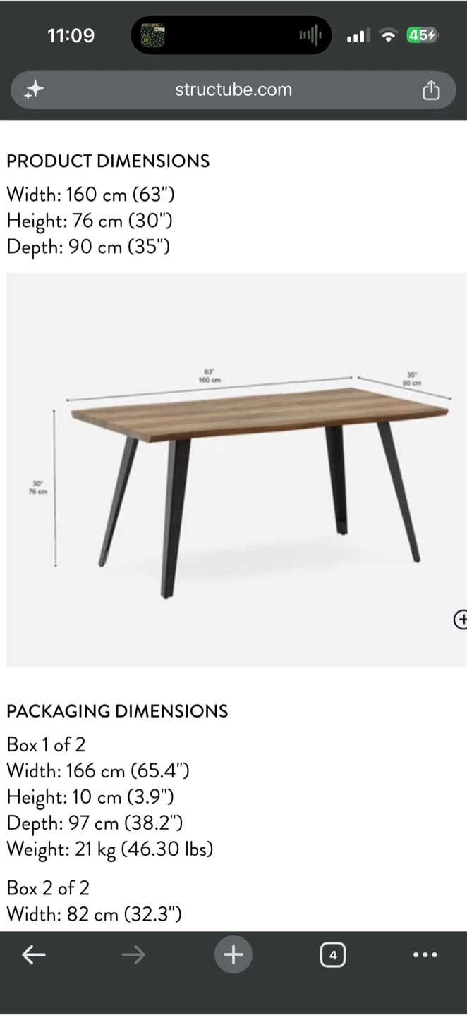 Structube Dining Table and chairs