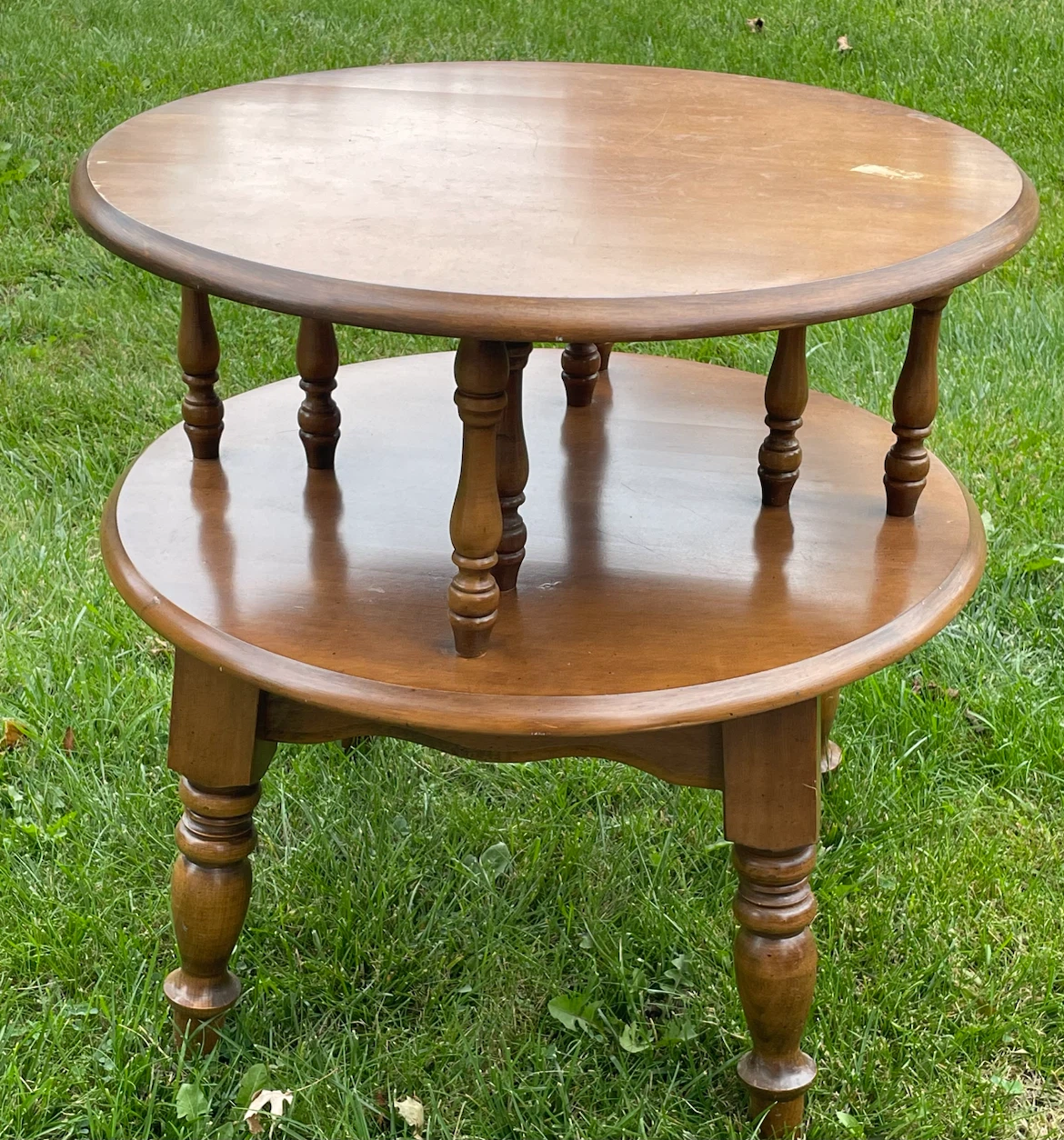 Vintage Two-Tier Wooden Side Table