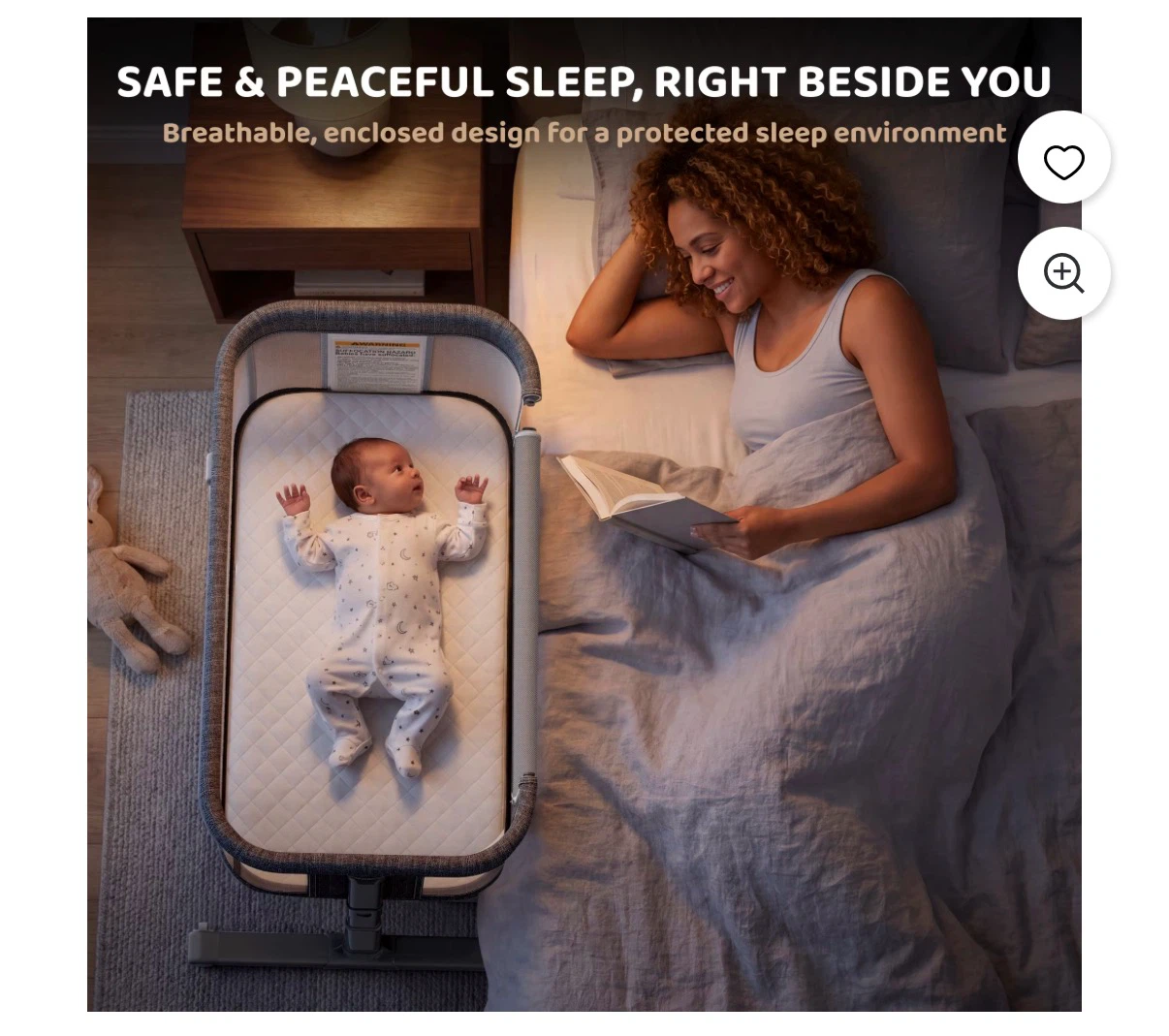 New! Bedside Sleeper Bassinet Grey