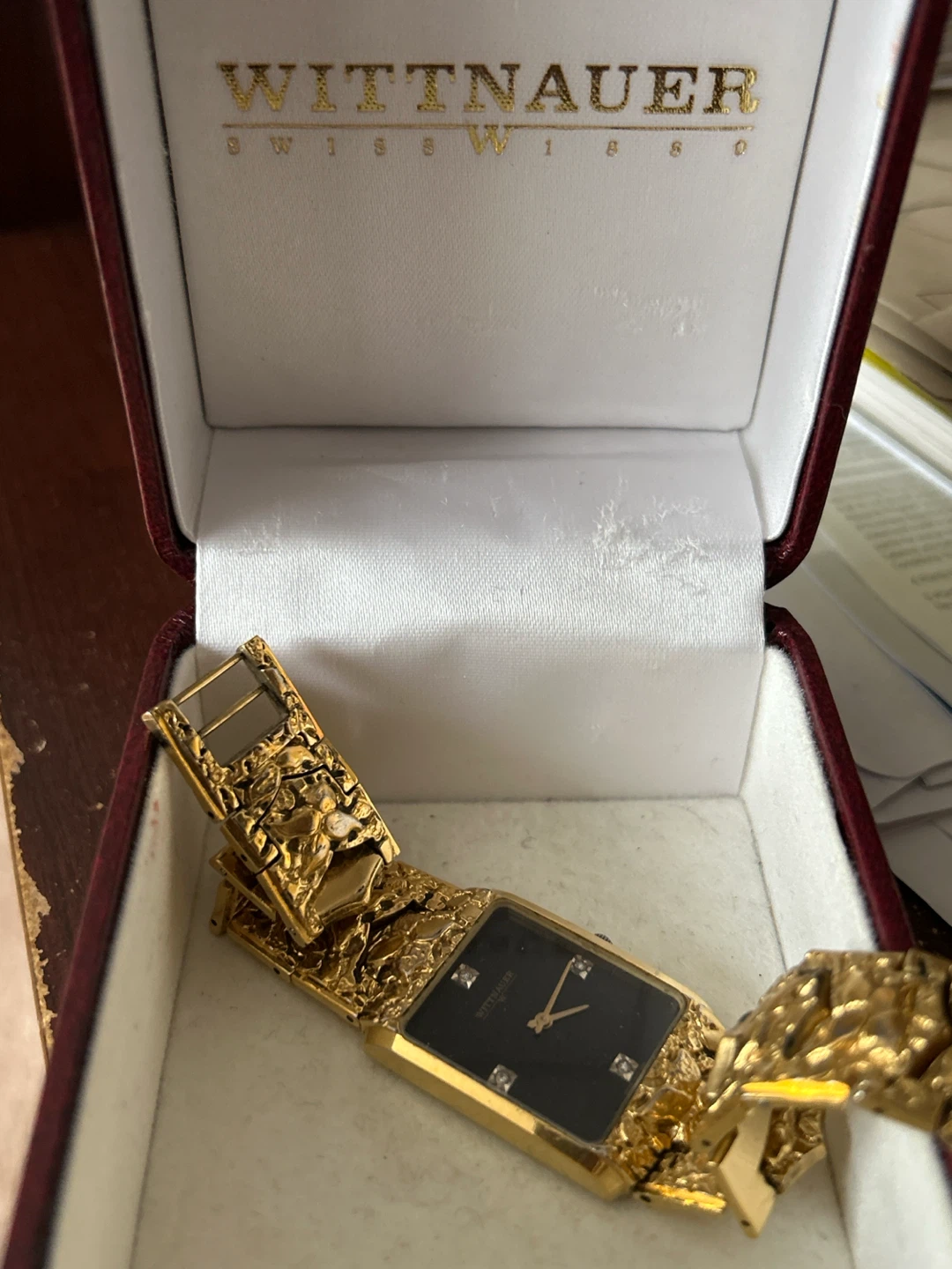 Vintage Wittnauer Gold Tone Nugget Watch - photo 2