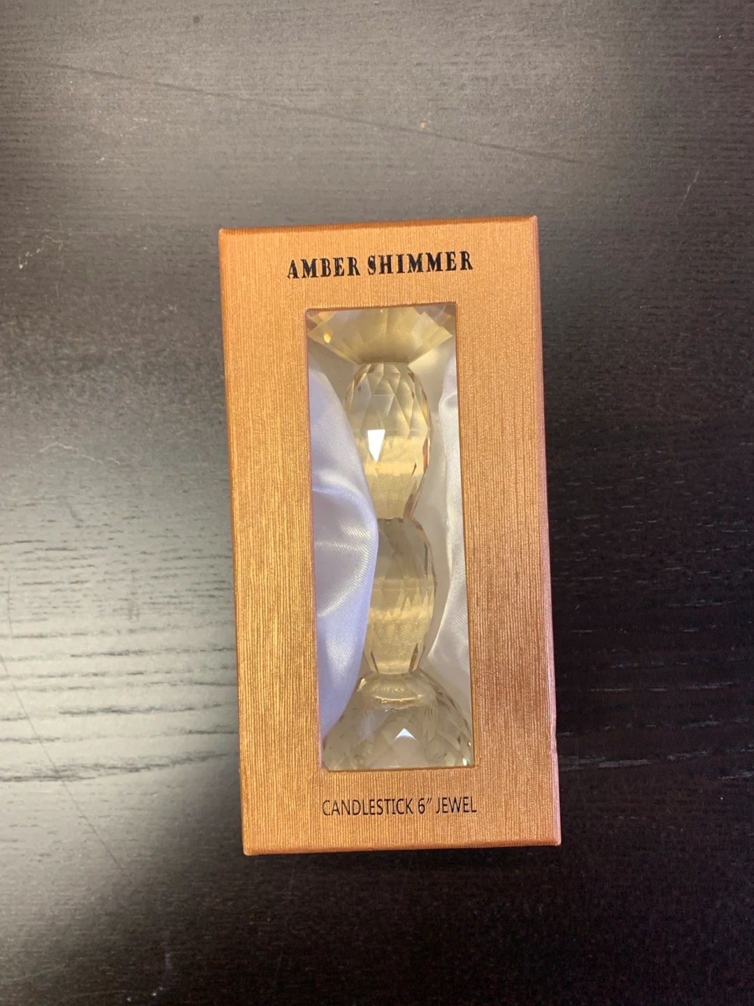 Amber Shimmer Crystal Candlestick 6 inch