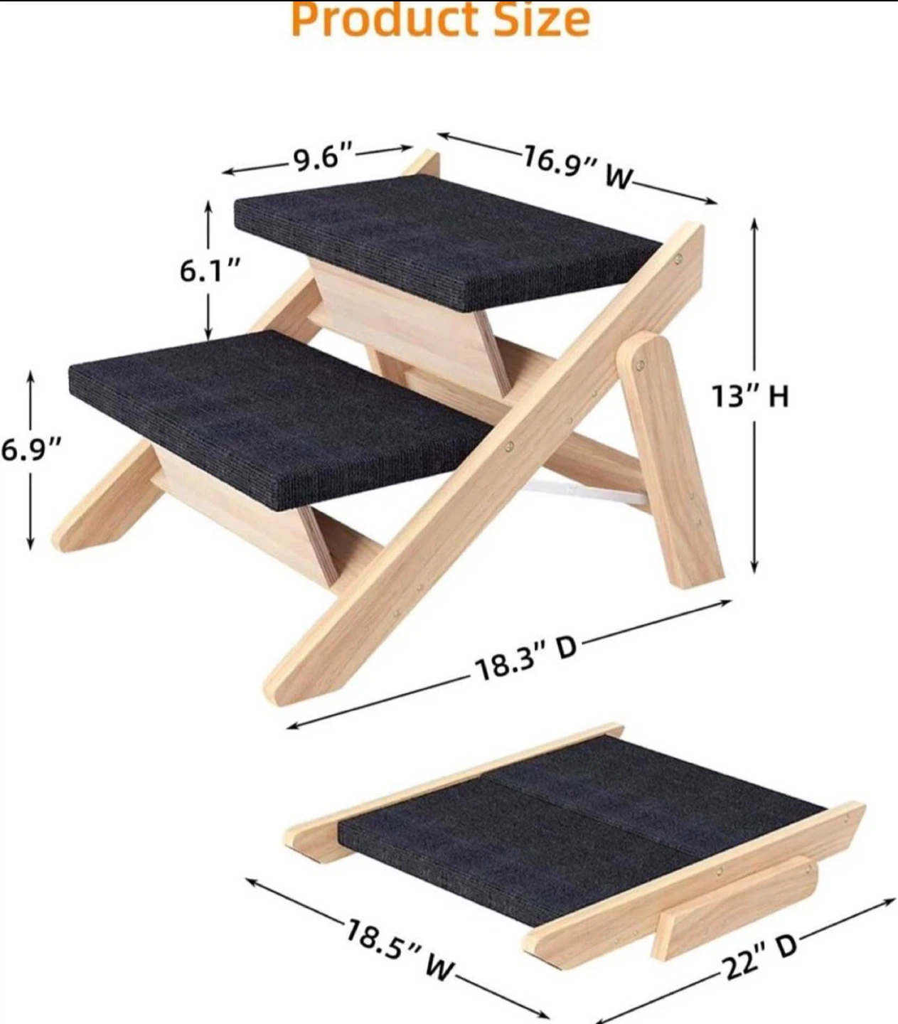 Dog Stairs/Ramp - Wooden 2 in 1 Foldable Stairs - photo 2