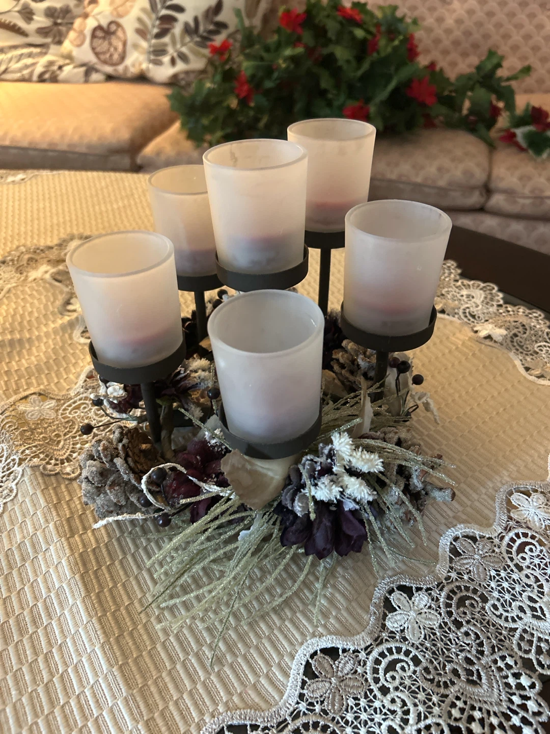 Christmas Pinecone Candle Centrepiece